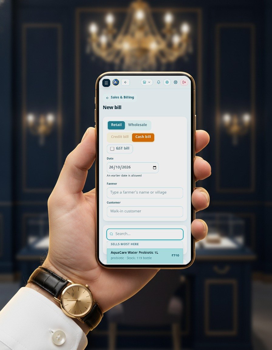 Writing a bill on the AquaKhata phone app